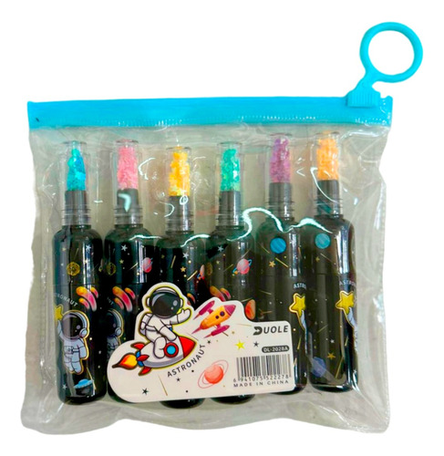 Pack 6 Resaltadores Flúor Estuche Transparente Cierre Ziploc