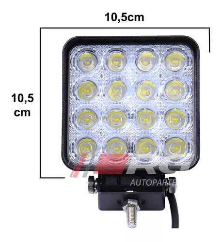 4 X 48W Luz de trabajo LED, Foco cuadrado 12V 24V Faros LED de largo  alcance IP67 Luz de marcha atrás de inundación puntual para automóvil  Camión Tractor SUV Barco (4 PCS) longziming