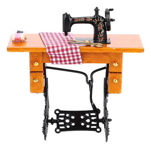 Máquina De Coser De Madera En Miniatura 1:12 De Dollhouse Fu