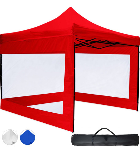 Carpa Toldo 3x3 Plegable Paredes Transparente Tejido 600d Color Rojo