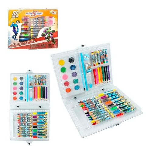 Estojo Para Colorir 51 Peças Super Herois Colorir Kit Escola
