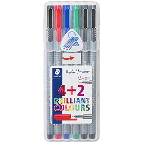 Bolígrafos Triplus Fineliner De 6 Colores Estuche, 0.3...
