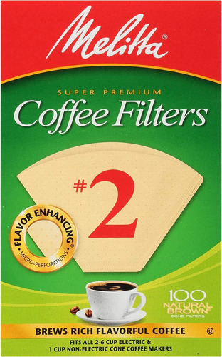 Filtros De Café Melitta, N.º 2, Cónicos, Marrones, 600 Pieza