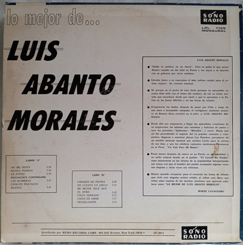 Jch- Luis Abanto Morales Lo Mejor De...criollo Lp (Usado)