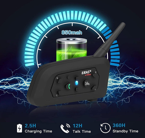Imagen 3 de 10 de Intercomunicador V6 Pro Ejeas Casco Bt Moto No Scala Cardo