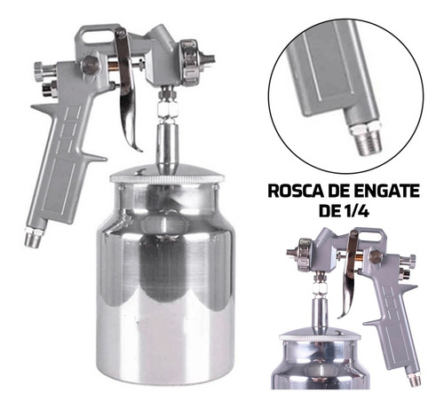Imagem 3 de 5 de Pistola Para Pintura Por Sucção 1000m + Bicos 1.2, 1.5, 1.8