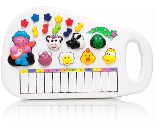 Piano Teclado Animal Brinquedo Infantil Sons Fazenda Sitio - AZUL