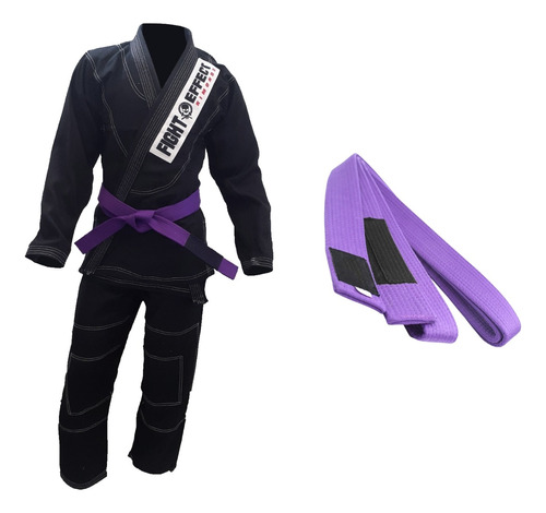 Combo Gi Kimono + Faixa Jiu Jitsu Fight Effect Negro Bjj Mma