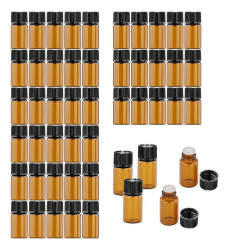 50 Piece Mini Amber Glass Vials, Screw Cap