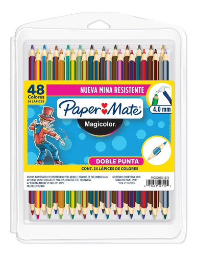 Caja De Lápices De Colores Magicolor Doble Punta Paper Mate 