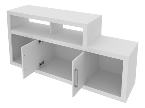 Rack Mesa Para Tv Y Audio Con Ruedas R 1450 Color Blanco