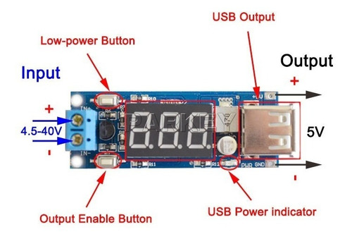 Regulador Voltaje Constante Display 40v 5v 2a 10w Dc Dc