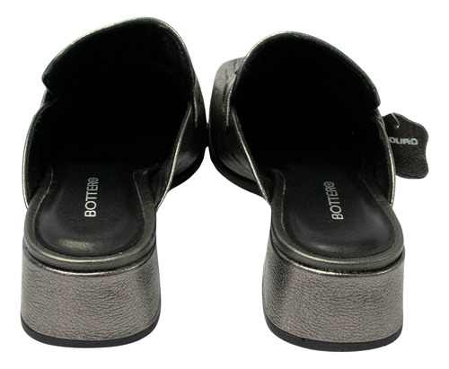 Mule Bottero 354208 Mariane Couro Metalizado Roma Onix
