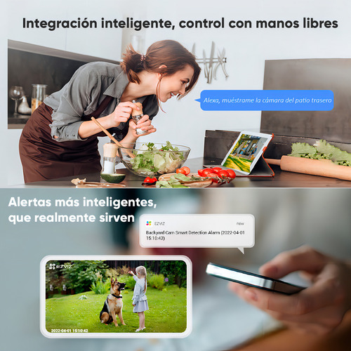 Ezviz Cámara De Seguridad Ip Inalámbrica Con Batería Recargable Cero Cables Con Detección Humana Y Colores En Oscuridad 2k - 3 Megapixel + Sirena Y Estrobo Modelo Cs-eb3