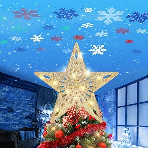 Vsaten Christmas Tree Topper Lighted Star Tree Topper 8fmnr
