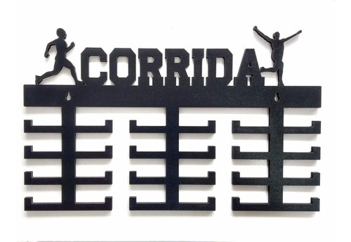 Expositor Porta Medalhas Corrida Mdf Preto 24 Suportes