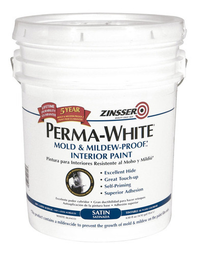 Pintura Latex Interior Perma White Satinado 18lt Zinsser Color Blanco