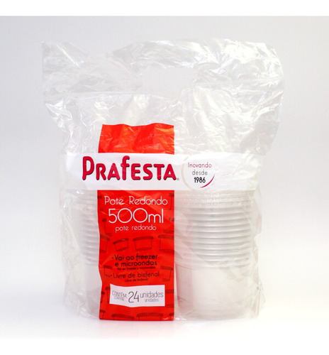 Pote Tampa 500ml Descartável Vai Ao Freezer 48un