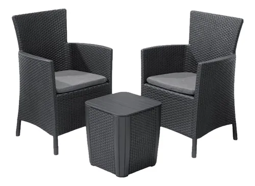 Set De Balcon Keter Iowa 2 Sillones 1 Mesa Graphite