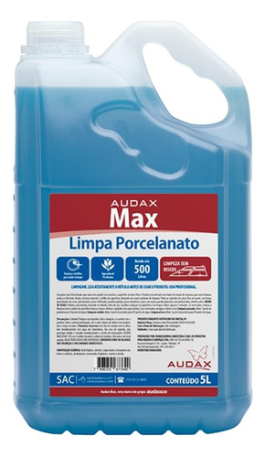 Limpa Porcelanatos Audax Max 5 Litros Pisos Granito Cerâmica