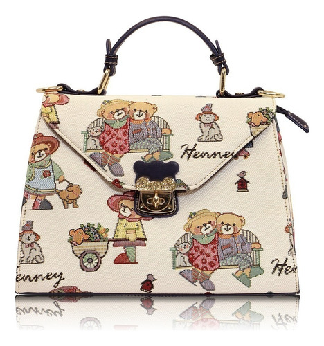 Bolsa Para Dama Henney Bear Estampados Ositos O Naturaleza Color Happy Bear Diseño de la tela H171