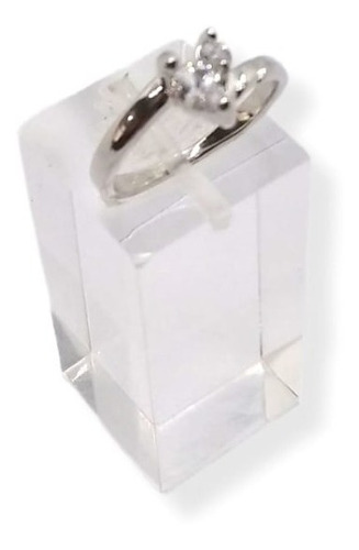 Anillo De Compromiso Oro Blanco 18k Laminado Piedra Cristal