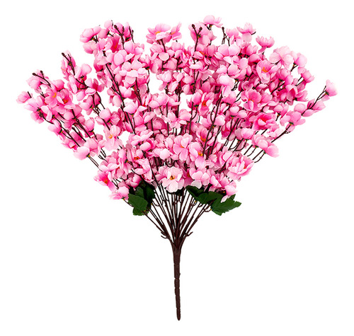 24pz Rama De Cerezo Durazno Flor 36 Varas Artificial 70cm Morado Con Blanco