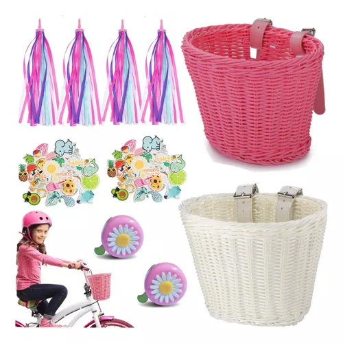 YuChiSX Cesta Bicicleta Infantil NiñA Delantera, Canasta de Bicicleta,Decoración  de Bicicletas, Linda Campana de Bicicleta + 2 serpentinas de Bicicleta+1  Par Bicicleta Manillar : : Deportes y aire libre