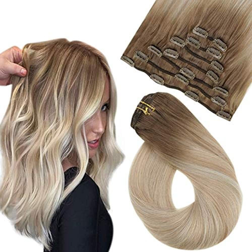 Clip De Boca Facil En Extensiones De Cabello Liso 20 Pulgad