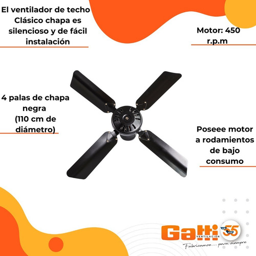 Imagen 4 de 9 de Ventilador De Techo De Chapa Nacional C/ Rulemanes Gatti Ventilación