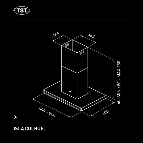 Campana Extractor Cocina Isla Tst Colhue 90cm Acero Inox Rex Color Plateado