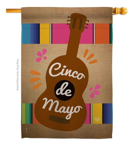 Celebrate Guitarron Cinco De Mayo House Flag - Fiesta De Ver