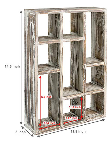 Caja Rústica Madera Maciza Multifunción 9 Compartimentos Col