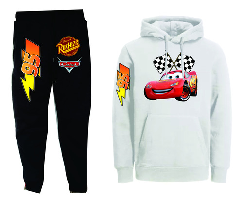 Conjuntos Sudadera+buzo Cars Rayo Mcqueen Cap Niños Adultos