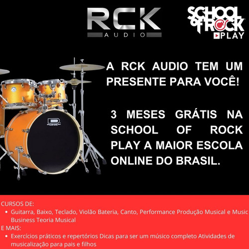 Bateria Acústica D-one Dr22 Com Banco Laranja Sparkle Rocket