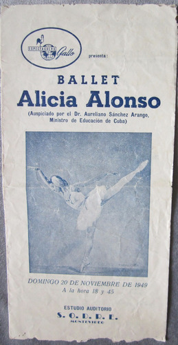 Antiguo Programa Ballet Alicia Alonso Sodre 1949