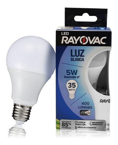 Lampara Led Bombita Rayovac 5w Equivale A 35w 400lm E27 Fria