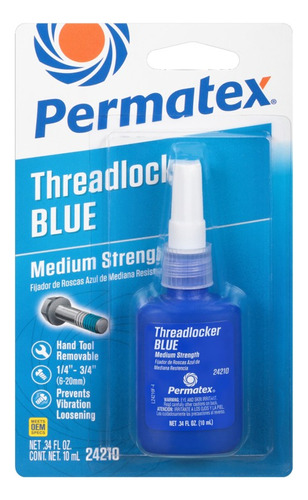 Trabador Azul De Resistencia Media De 10ml (24210) Permatex