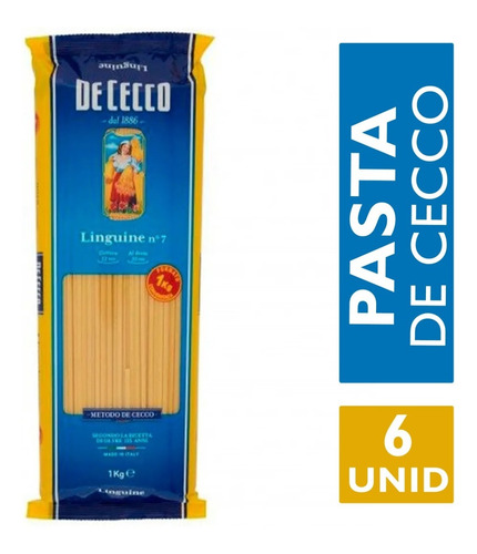 Imagen 1 de 7 de Pastas De Cecco Linguine No.7 Importado Italia Comida X6 Uni
