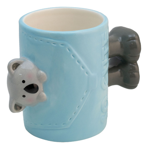 Taza De Cerámica Animales 3d Cute Con Asa De Patitas 480 Ml Color Azul Koala