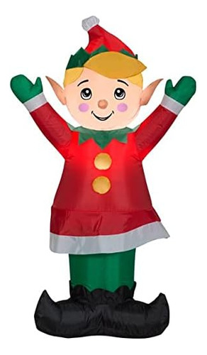 Jolly Elf Decoracion Inflable De Navidad Para Patio De 4 Pie