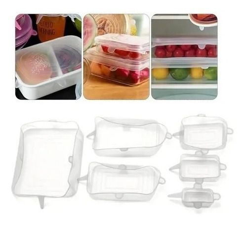 Tapas Silicona Reutilizables Ajustables Set X 6 Cuadradas