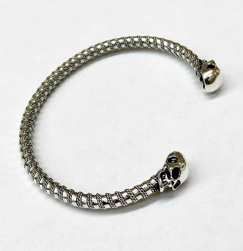 Pulsera Calaveras Tipo Vikingo De Plata .925 Garantizada