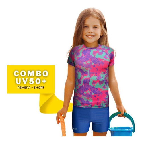 Remera Proteccion Uv Safit + Short Baño Natacion Niño Juveni