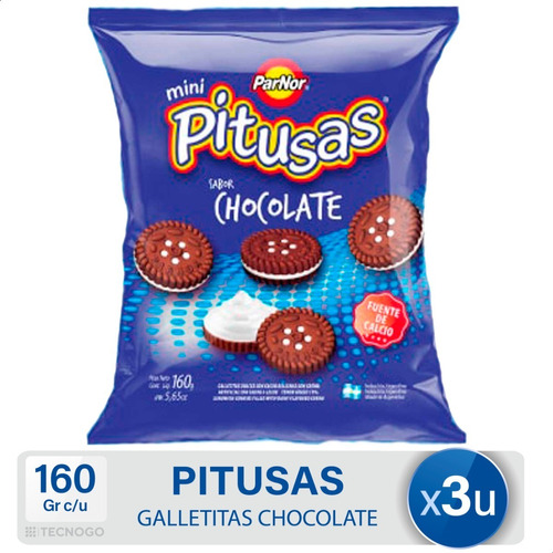 Galletitas Pitusas Chocolate Mini Galletas Dulces - Pack X3