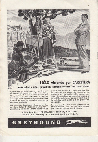 4 Hojas Publicidad De Omnibus Greyhound Vintage Años 40