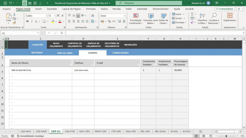 Planilha De Orçamento De Materiais E Mão De Obra 4.0