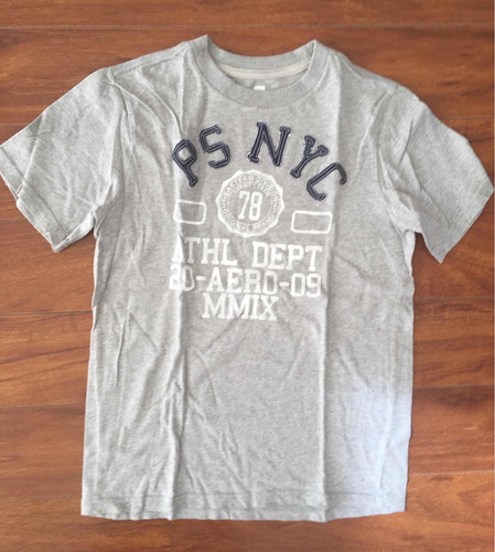 Polera Gris Manga Corta Niño Aeropostale Talla 14 Algodon