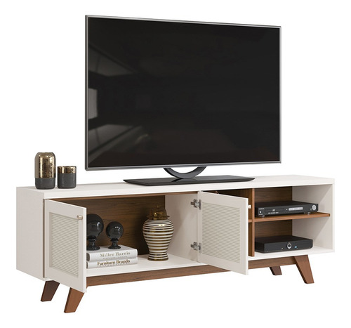 Rack Bancada Tv Até 60 2 Portas Sara D04 Freijó/off White Cor Marrom
