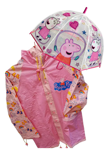 Piloto Y Paragua Lluvia Infantil Peppa Pig 100% Orig